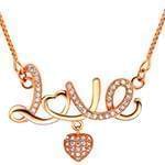 گردن آویز عشق طلای رزگلد با نگین الماس تراش برلیان طرح love مدل: nfg1061 
