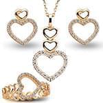 نیم ست طلا و جواهر با نگین الماس تراش برلیان طرح قلب: مدل hdset2079