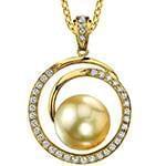 پلاک طلای زرد با نگین الماس تراش برلیان و مروارید: مدل npdf13193