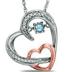 پلاک طلای سفید با نگین الماس تراش برلیان و توپاز طرح قلب: مدل npdf13196