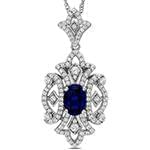 پلاک طلای سفید با نگین الماس تراش برلیان و یاقوت کبود: مدل npdf13197