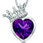 پلاک طلای سفید با نگین الماس تراش برلیان و آمتیس طرح قلب: مدل npdf13201