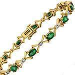 دستبند زنانه طلا با نگین الماس تراش برلیان و زمرد مدل: bdf1256