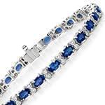 دستبند زنانه طلا با نگین الماس تراش برلیان و یاقوت کبود مدل: bdf1259