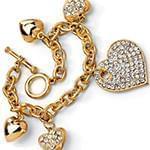 دستبند زنانه طلا با نگین الماس تراش برلیان طرح قلب مدل: bdf1264