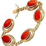 دستبند زنانه طلا با نگین الماس تراش برلیان و عقیق مدل: bdf1266