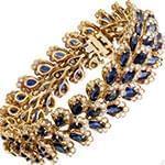 دستبند زنانه طلا با نگین الماس تراش برلیان و یاقوت کبود مدل: bdf1267