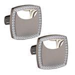 دکمه سردست طلای سفید با نگین الماس تراش برلیان مدل: cdm1262 