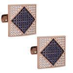 دکمه سردست طلای رزگلد با نگین الماس تراش برلیان و یاقوت کبود مدل: cdm1263