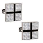 دکمه سردست طلای سفید با نگین الماس تراش برلیان و انیکس مدل: cdm1264