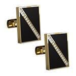 دکمه سردست طلای زرد با نگین الماس تراش برلیان و انیکس مدل: cdm1266