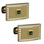 دکمه سردست طلای زرد با نگین الماس تراش برلیان و زمرد مدل: cdm1267