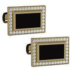 دکمه سردست طلای زرد با نگین الماس تراش برلیان و انیکس مدل: cdm1269