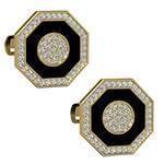 دکمه سردست طلای زرد با نگین الماس تراش برلیان و انیکس مدل: cdm1270