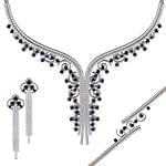 مدل سرویس طلا سفید با نگین یاقوت کبود و الماس تراش برلیان: مدل bset2254