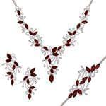 مدل سرویس طلا سفید با نگین یاقوت قرمز و الماس تراش برلیان: مدل bset2256