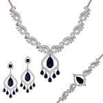 مدل سرویس طلا سفید با نگین یاقوت کبود و الماس تراش برلیان: مدل bset2259