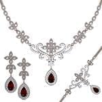 مدل سرویس طلای زنانه با نگین یاقوت قرمز و الماس تراش برلیان: مدل bset2260