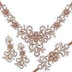 مدل سرویس طلای رزگلد با نگین الماس تراش برلیان طرح گل: مدل bset2262