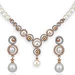 سرویس طلای سفید و رزگلد عروس با نگین الماس تراش برلیان و مروارید مدل: bset22019 