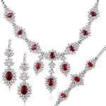 سرویس طلا عروس جواهر یاقوت قرمز و برلیان طلا سفید مدل: bset22204