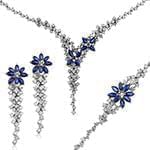 سرویس طلا عروس سفید نگین برلیان و یاقوت کبود مدل: bset2227