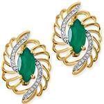 گوشواره زنانه طلا و جواهر زمرد و الماس تراش برلیان مدل: edf1529