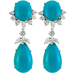 گوشواره زنانه طلا و جواهر فیروزه و الماس تراش برلیان و مارکیز مدل: edf1531