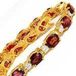 دستبند طلای زرد زنانه با نگین الماس تراش برلیان و گارنت مدل: bdf1270