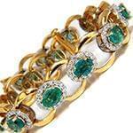 دستبند طلای زنانه با نگین الماس تراش برلیان و زمرد مدل: bdf1272