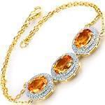 دستبند طلای زرد زنانه با نگین الماس تراش برلیان و سینرین مدل: bdf1273