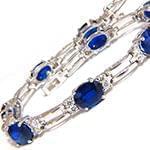 دستبند طلای زنانه با نگین الماس تراش برلیان و یاقوت کبود مدل: bdf1274