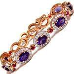 دستبند طلای رزگلد زنانه با نگین الماس تراش برلیان و آمتیس مدل: bdf1278