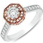 حلقه نامزدی فلاور طلای سفید و رزگلد با نگین الماس تراش برلیان مدل: eng2266