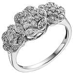 حلقه نامزدی سه فلاور طلای سفید با نگین الماس تراش برلیان مدل: eng2275