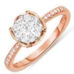 حلقه نامزدی و نشان فلاور طلای رزگلد با نگین الماس تراش برلیان مدل: eng2277