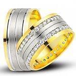 حلقه ازدواج ست طلای زرد و سفید با نگین الماس تراش برلیان مدل: srd1613 
