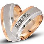 حلقه ازدواج ست طلای رزگلد و سفید با نگین الماس تراش برلیان مدل: srd1615