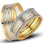 حلقه ازدواج ست طلای زرد و سفید با نگین الماس تراش برلیان مدل: srd1616