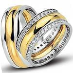 حلقه ازدواج ست طلای زرد و سفید با نگین الماس تراش برلیان مدل: srd1618