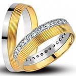 حلقه ازدواج ست طلای زرد و سفید با نگین الماس تراش برلیان مدل: srd1619