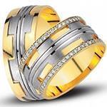 حلقه ازدواج ست طلای زرد و سفید با نگین الماس تراش برلیان مدل: srd1621