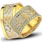 حلقه ازدواج ست طلای زرد با نگین الماس تراش برلیان مدل: srd1622