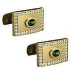 دکمه سردست طلای زرد با نگین الماس تراش برلیان و زمرد مدل: cdm1280