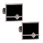 دکمه سردست طلای سفید با نگین الماس تراش برلیان و انیکس مدل: cdm1281