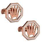 دکمه سردست رولکسی طلای رزگلد با نگین الماس تراش برلیان مدل: cdm1282