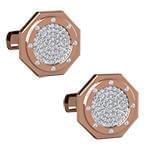 دکمه سردست طلای رزگلد با نگین الماس تراش برلیان مدل: cdm1284