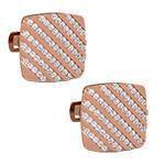 دکمه سردست طلای رزگلد با نگین الماس تراش برلیان مدل: cdm1285