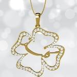 آویز اسم طلا طرح گلبرگ با نگین الماس تراش برلیان - فونت فارسی: مدل ndn1008