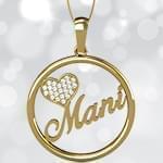 آویز اسم طلا طرح قلب با نگین الماس تراش برلیان - فونت لاتین : مدل ndn1015